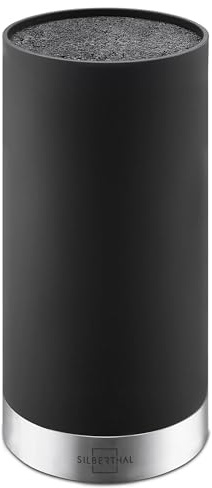 SILBERTHAL Bloc Couteau Universel Vide Noir Et Acier Inoxydable - Support à Couteaux De Cuisine Stable Avec Inserts De Protection - 7 à 10 Couteaux