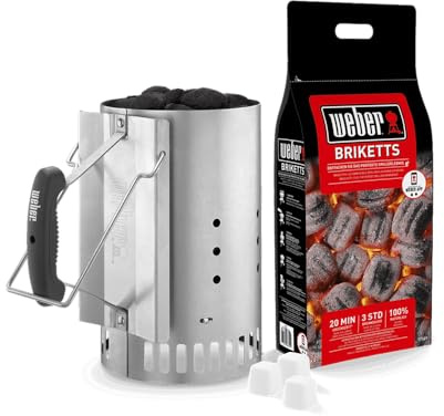 Weber 3in1 BBQ Ignition Kit with Rapidfire Chimney Starter, Briquettes, and Firelighters