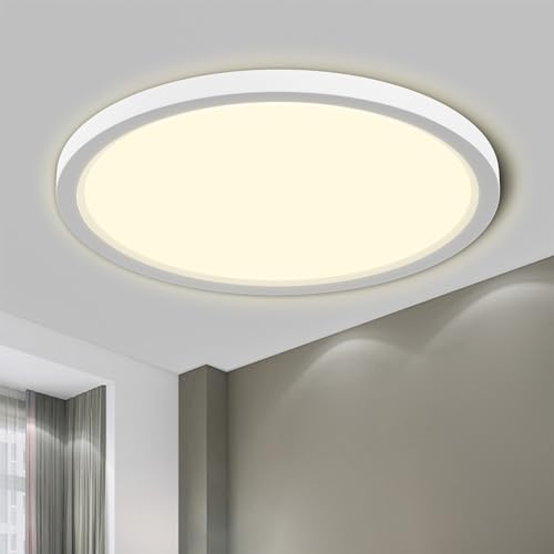 LQWELL® Plafonnier LED Lampe de Salle de Bain Étanche IP44 Ronde Plate 18W 4000K 1980LM Simple Moderne Mince pour Salon de Bain Chambre Cuisine Balcon Couloir Sous-Sol Bureau 220 * 24mm