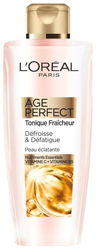 L'ORÉAL PARIS - LOTION TONIQUE FRAÎCHEUR - DÉFROISSANTE, DÉFATIGUANTE & FORTIFIANTE - POUR UNE PEAU RAFRAÎCHIE & DOUCE - ENRICHIE EN VITAMINE C & VITAMINE B5 - PEAUX MATURES - AGE PERFECT - 200 ML