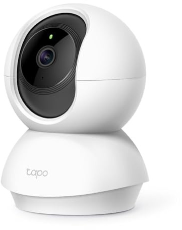 Tapo C200 Telecamera Wi-Fi Interno FHD, Videocamera sorveglianza, Visione Notturna, 360° Visuale, Audio Bidirezionale, Rilevamento di movimento e notifiche, Allarme acustico e luminoso integrato