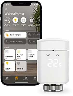 Eve Thermo Smart Radiator Valve - White, 4th Gen, Bluetooth/Thread, LED Display, Automatic Temperature Control, No Bridge Required