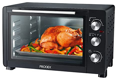 Prodex PX7030B 30 Litre Tabletop Mini Oven, 1500W Electric Cooker & Grill, Ideal for Roasting, Baking, Grilling & Reheating, Temperature Range: 100-230°C, Internal Light, Black