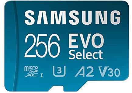 Samsung EVO Select (2024) microSD card + SD adapter, 256GB, Memory card for smartphone and tablet, UHS-I U3, 4K UHD, Full HD, 160 MB/s Read, MB-ME256SA/EU