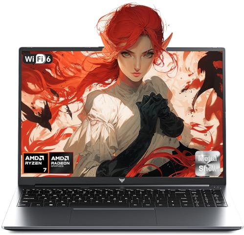 Tivique 16.1" Gaming Laptop with Ryzen 7 7735HS Processor up to 4.75 GHz (Beat 13th i7-13800H), 8C/16T - 4800MHz 16GB RAM DDR5*2+512GB M.2 SSD,1200 FHD, HDMI, WiFi 6,12C Radeon 680M, Backlit Keyboard