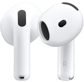 Apple AirPods 4 Auricolari wireless, Auricolari Bluetooth, Audio spaziale personalizzato, Resistenza al sudore e all’acqua, Custodia di ricarica USB-C, Chip H2, Fino a 24 ore di autonomia