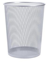 5 Star Office Lightweight Mesh Waste Bin, Sturdy, Scratch Resistant, 15-20 Litre, Silver