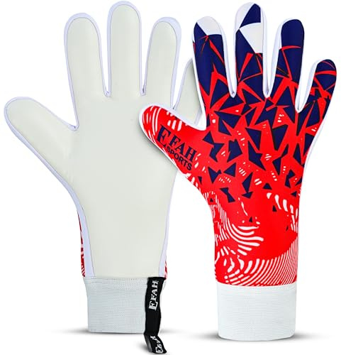 EFAH SPORTS Football Goalkeeper Gloves For Boys kids Children Youth Adult Professional Soccer Goalie Training Glove with Strong Grip Protection Palms (Red, Size 5 suitable for 9 to 12 years old)