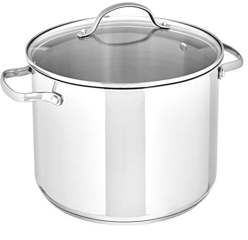 Amazon Basics Stainless Steel Stock Pot with Lid, 7.6 litre, Silver