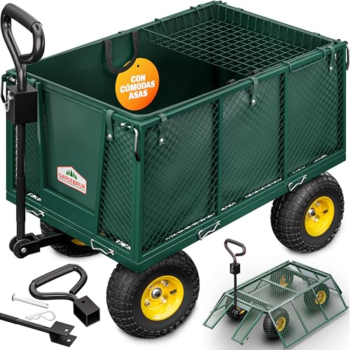 GARDEBRUK® Chariot à roulettes Pliable 550kg Robuste bâche Amovible Chariot de Plage Chariot de Transport brouette Chariot Jardin remorque