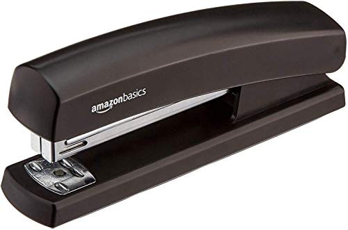 Amazon Basics Agrafeuse Avec 1000 Agrafes, Capacité de 10 Feuilles, Base Antidérapante en Caoutchouc, Maison, Bureau, Noire