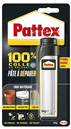 Pattex | Pâte à réparer multi-usages (tube de 64 g) – Pâte epoxy bi-composante pour collages sur de multiples matériaux – Idéale pour reconstituer, colmater et coller