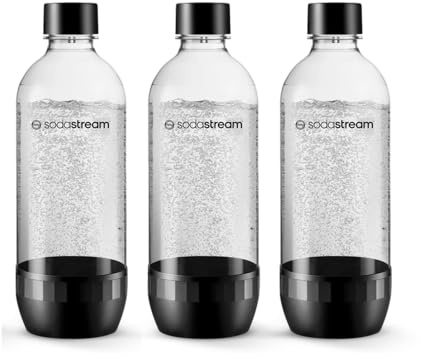 Lot de 3 Bouteilles SodaStream PET 1L pour Machines à Soda - Noir et Blanc