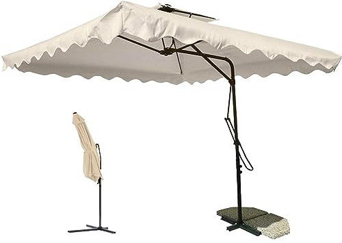 BAKAJI Ombrellone da Giardino Decentrato 2,5 x 2,5 Mt Palo in Metallo Chiusura a Leva Base a Croce Sistema Air Vent Arredamento Esterno Gazebo Piscina Giardino Terrazzo Ambienti Esterni (Ecrù)