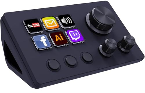 Treaslin N3 Programmable Stream Controller Deck with LCD Keys&Knobs-Custom Macro Keypad for Streaming(OBS,Twitch,YouTube),Content Creation (Adobe)&Gaming-Win&Mac