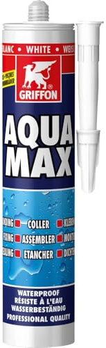 Mastic-colle polymère Aqua Max Blanc 425g pour Piscine - Résistant Eau Chlorée, UV, Collage et Étanchéité