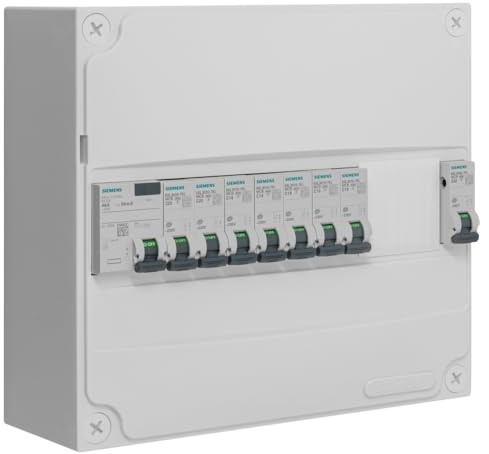 SIEMENS Tableau 1 Rangée Pré-équipé avec 1 Interrupteur Différentiel 40A Type AC et 8 Disjoncteurs