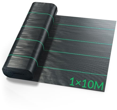 Velway Weed Control Membrane Heavy Duty - 1x10M Weed Control Barrier Fabric Landscape Ground Cover for Artificial Grass Patios Paths Flower Beds - Weed Suppressant Membrane