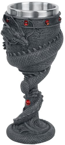 Nemesis Now Dragon Coil Goblet 20cm Black, Resin w/stainless steel insert