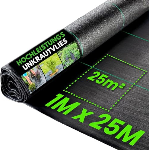 Green Thumbz 1m x 25m Weed Control Membrane - Heavy Duty Weed Control Garden Membrane, Landscape Fabric for Patios, Garden, Flower Beds, UV Stabilised Weed Fabric 100gsm