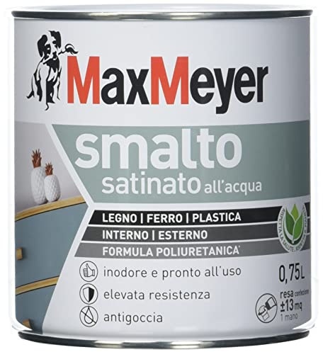 Maxmeyer Smalto All'Acqua Poliuretanico Satinato Bianco 0,75 L