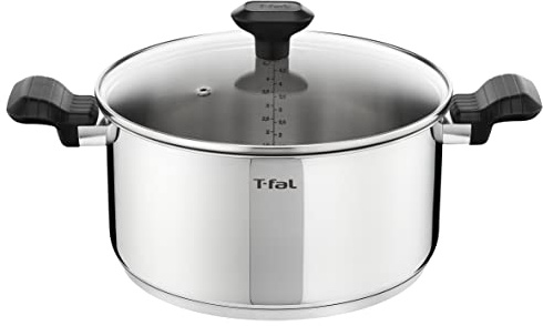 Tefal Comfort Max 24cm Stainless Steel Stewpot, Durable Casserole Dish with Glass Lid, Induction Compatible, Ergonomic Stay-Cool Handles, C9734604