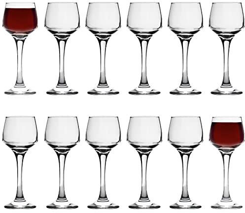 LAV 12x Clear 80ml Lal Sherry Glasses - Small Port Brandy Vodka Liqueur Dessert Wine Drinking Shot Glass Set with Stem