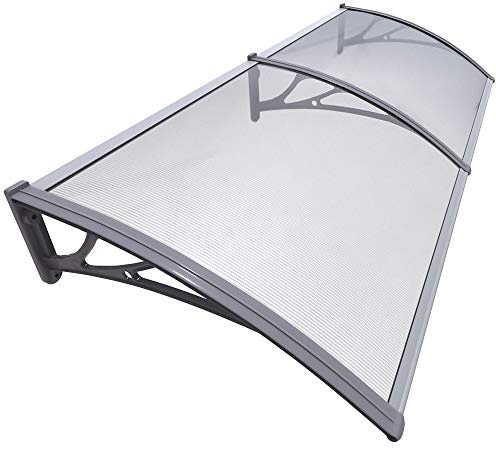 VOUNOT® Front Door Canopy Outdoor Awning, Rain Shelter for Back Door, Porch, Window, 200 x 80 cm, Grey