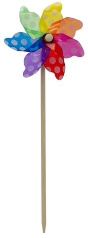 45cm Spotty Garden Windmill Outdoor Pinwheel | Wooden Rainbow Wind Spinner | Flower Bed Ornament Garden Decorations