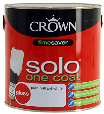 Crown Solo One Coat Gloss Pure Brilliant White 2.5L Wood & Metal Paint