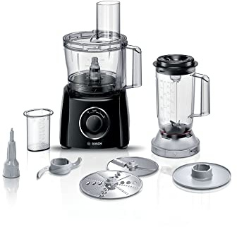Bosch MultiTalent 3 MCM3201BGB 800W 2.3L Food Processor with 2 speeds, 1 litre blender and/Slicing/Grating/Beating attachments. - Black
