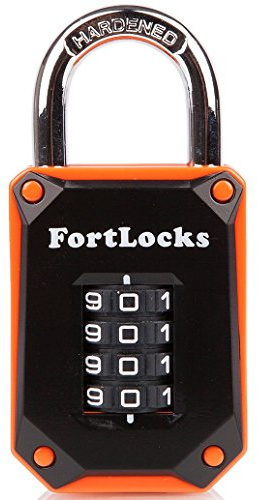 Locker Padlock with Code | Combination Lock for Indoor and Outdoor Use | 7mm Strong Shackle, Heavy-Duty, Cut-Proof | 1-Pack, Orange