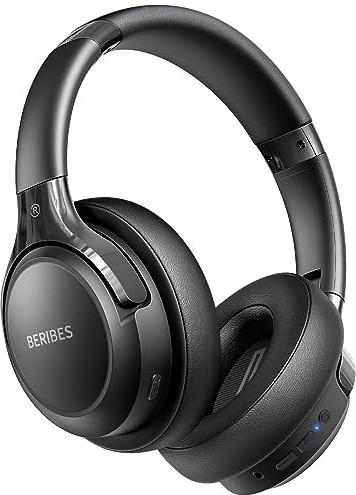 BERIBES Casque Bluetooth sans Fil - Durée de Lecture : 65 h -avec Micro 6 Modes EQ - Style Around-Ear - avec Microphone - pour iPhone/iPad/Android/Ordinateurs Portables
