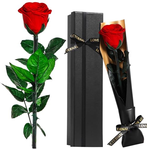 Roses Gifts for Women - Eternal Rose Preserved Flowers with Stem - Real Rose Fresh Flower Gifts for Her Girlfriend Wife Mum Women Flowers Gift Wife Present​ For Christmas Valentine's Day Mother's Day