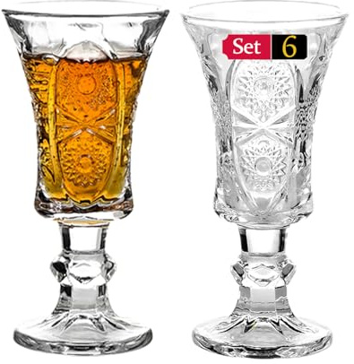 Srgeilzati Port Glasses with Stem,Sherry Glasses | Shot Glasses Set| Limoncello Glasses 1.3 oz (6)