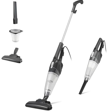 Amazon Basics 2-in-1 Corded Upright Vacuum Cleaner, ECO Motor, replaceable filtration, Lightweight Stick, Black