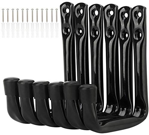 pipabiba Garage Storage Heavy Duty J Hooks, 6 Pack Wall Mount Steel Utility Hanger (12cm x 10cm)