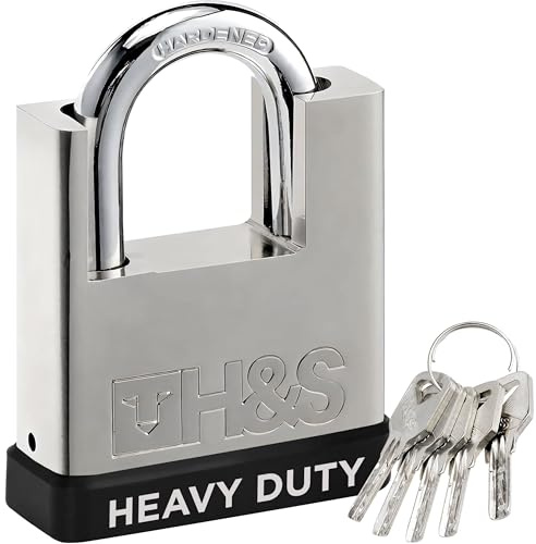 H&S High Security Padlocks with Keys Outdoor - Heavy Duty Waterproof 60mm (2.4") Padlock & 5 Key Set - Pad Lock for Outdoor Ideal for Warehouse Container Garage Shutter or Gate