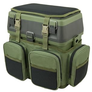 Roddarch "Tough Box Fishing Seat & Rucksack Combo: 600D Ripstop Nylon Backpack with 18L ABS Storage Case