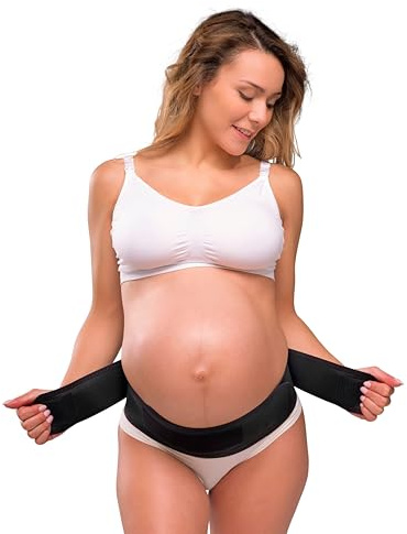 Cinturón de Soporte Ajustable CARRIWELL Negro Medio/Liso para Embarazo y Postparto