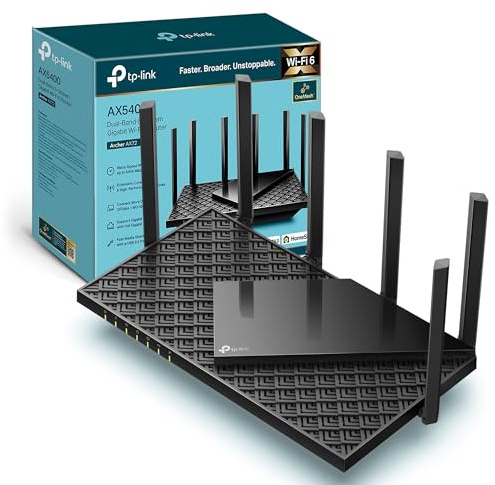 TP-Link Archer AX72 AX5400Mbps WiFi 6 Router, Gigabit Ethernet Ports, USB 3.0, Internet Booster Routers, WiFi Booster, Ultra-Low Latency, EasyMesh,WPA3, Ideal for Gaming, Alexa