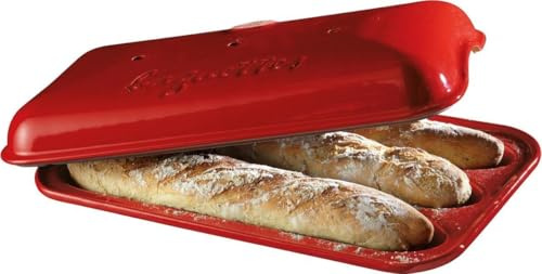 Emile Henry Eh349506 Moule à Baguettes Céramique Rouge Grand Cru 39 X 24 X 8 cm