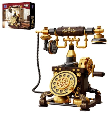 PAN TASY Set de Blocs de Construction Téléphone Rétro pour Adultes, Kit DIY Vintage avec Design Réaliste, Décoration Créative pour la Maison, pour Collectionneurs et Passionnés