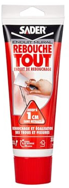 Sader Rebouche Tout – Enduit de Rebouchage Intérieur Prêt à l’Emploi – Tous Supports – Rebouchage et Égalisation de Trous et Fissures Jusqu’à 1 cm – Joint Plaque de Plâtre – 1 Tube 330 g