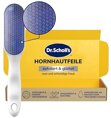 Dr. Scholl’s Râpe Pieds Manuelle en Nano Verre – Élimine en douceur la peau dure et les callosités sur pieds secs ou mouillés – Râpe étanche qui ne rouille pas – Lavable et réutilisable