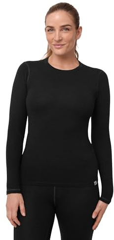 DANISH ENDURANCE Maglia Termica Donna in Lana Merino, Manica Lunga, per Sci, Trekking, Escursionismo, Black, M