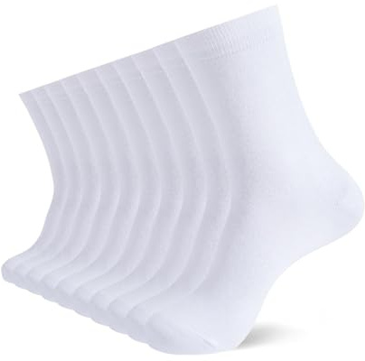 YOUCHAN 10 Paires de Chaussettes Pour Hommes Femme Classiques Confortable Respirantes Coton Chaussettes Blanc 39-42