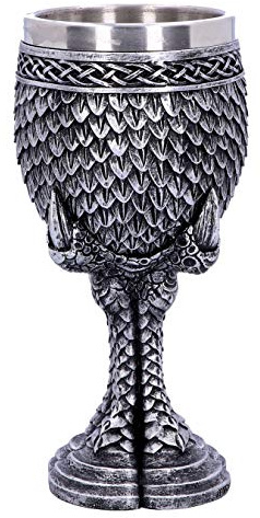 Nemesis Now U4708P9 Grey Scale Dragon Claw Goblet 16.7cm, Resin w. Stainless Steel