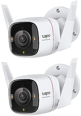 Tapo C310P2 Telecamera Wi-Fi Esterno UHD 3MP Telecamera IP di Sorveglianza, Visione Notturna fino 30m, Impermeabile IP66, 2 Vie Audio, Compatibile con Alexa, Contiene 2 C310